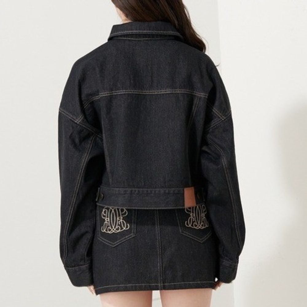 Chico Cropped Convertible Denim Cape Jacket Dark Wash Black Size F - Picture 3 of 13